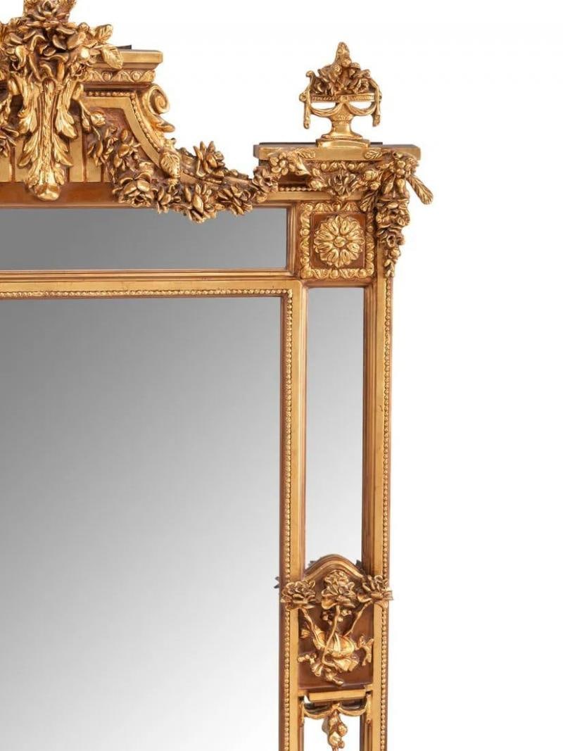 Louis XVI Style, Large Wall or Floor Mirrors, Giltwood, Gesso, Europe, 19th C. - 6