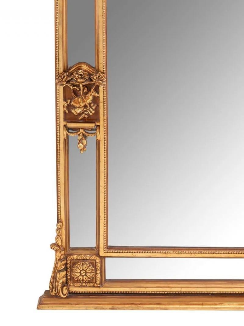 Louis XVI Style, Large Wall or Floor Mirrors, Giltwood, Gesso, Europe, 19th C. - 7