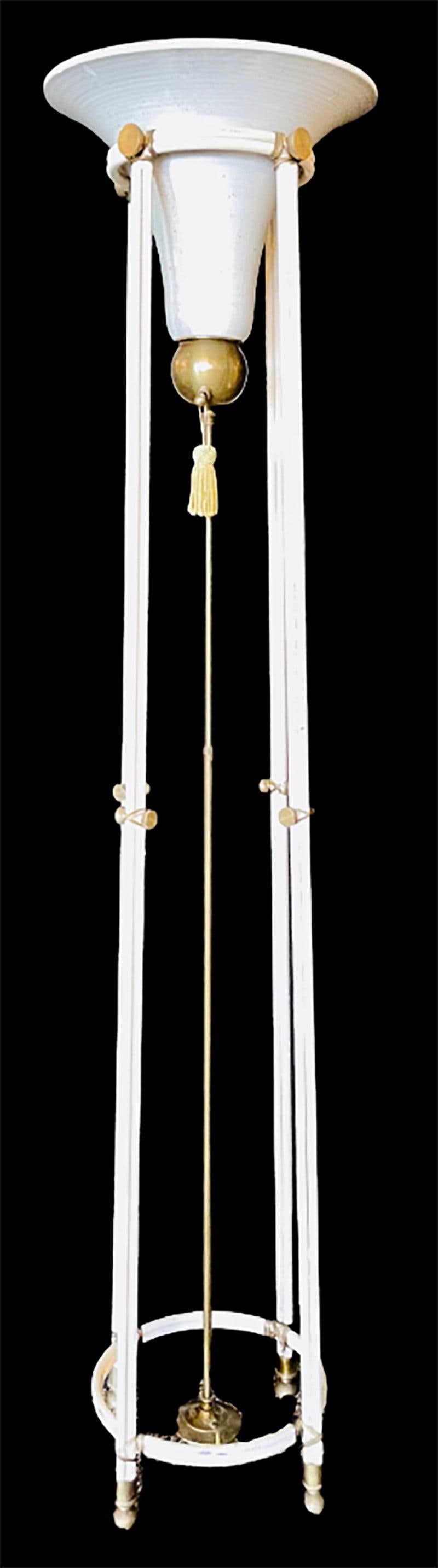 French Modern, Porcelain, Bronze, Monumental Torchiere Floor Lamps, France 1930s - 3