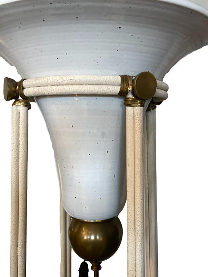 French Modern, Porcelain, Bronze, Monumental Torchiere Floor Lamps, France 1930s - 6