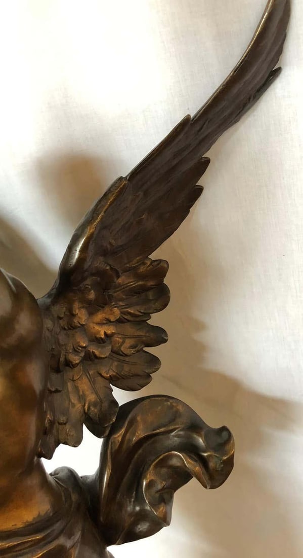 La Pensee by Emile Louis Picault Bears Foundry Mark 19th Century Bronze Statue - 3