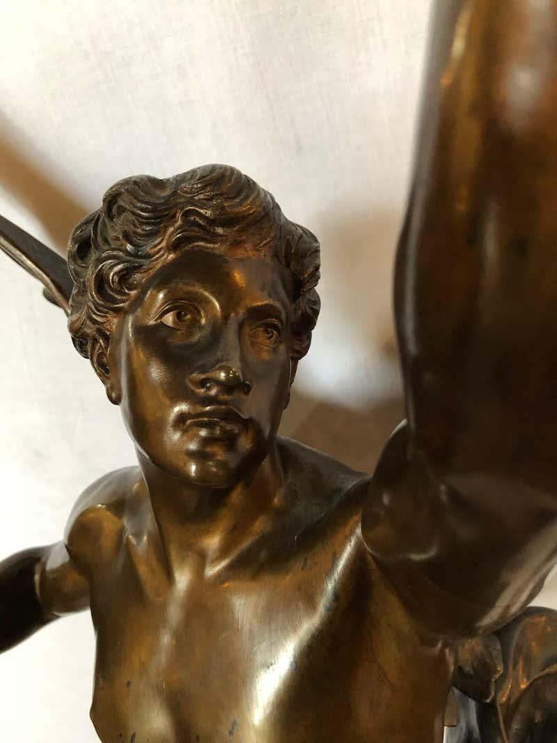 La Pensee by Emile Louis Picault Bears Foundry Mark 19th Century Bronze Statue - 8