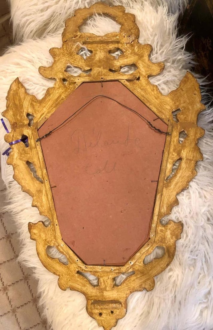 Pair of Italian Rococo Wall Mirrors, Giltwood Carved - 12