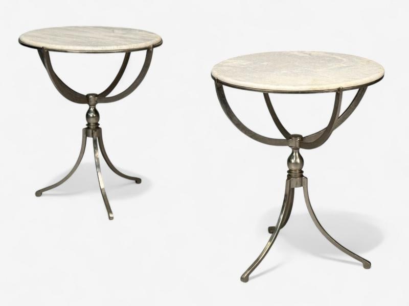 Neoclassical Style, Steel, Marble, End Tables, USA, 20th c. - 4