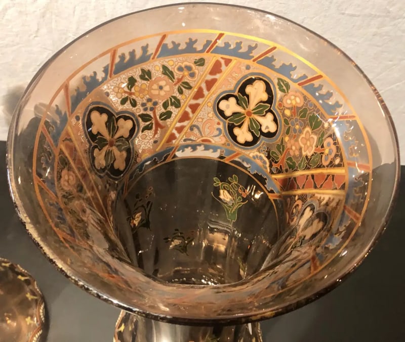 Pair of Antique Palatial French Jeweled Vases or Urns Emile Galle Style - 3