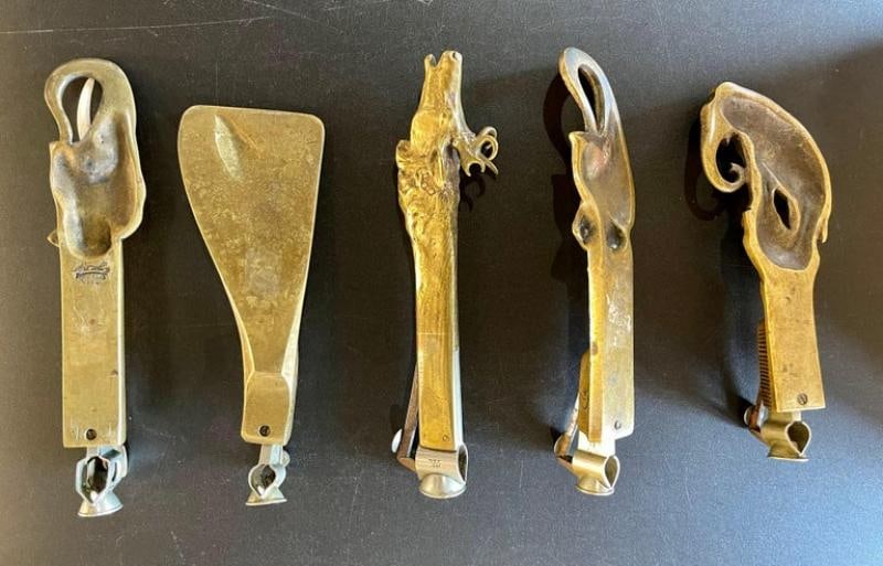 Collection of 5 Antique Metal Cigar Cutters Deer and Elephants - 3