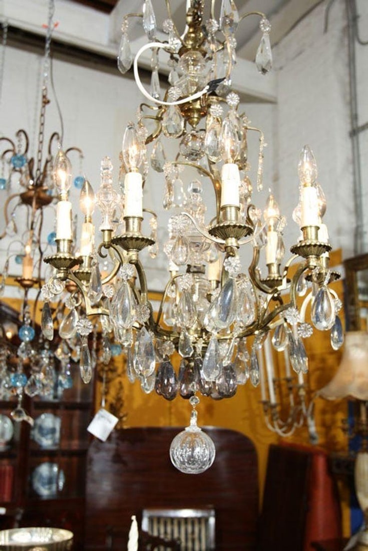 Bronze and Crystal Chandelier - 4