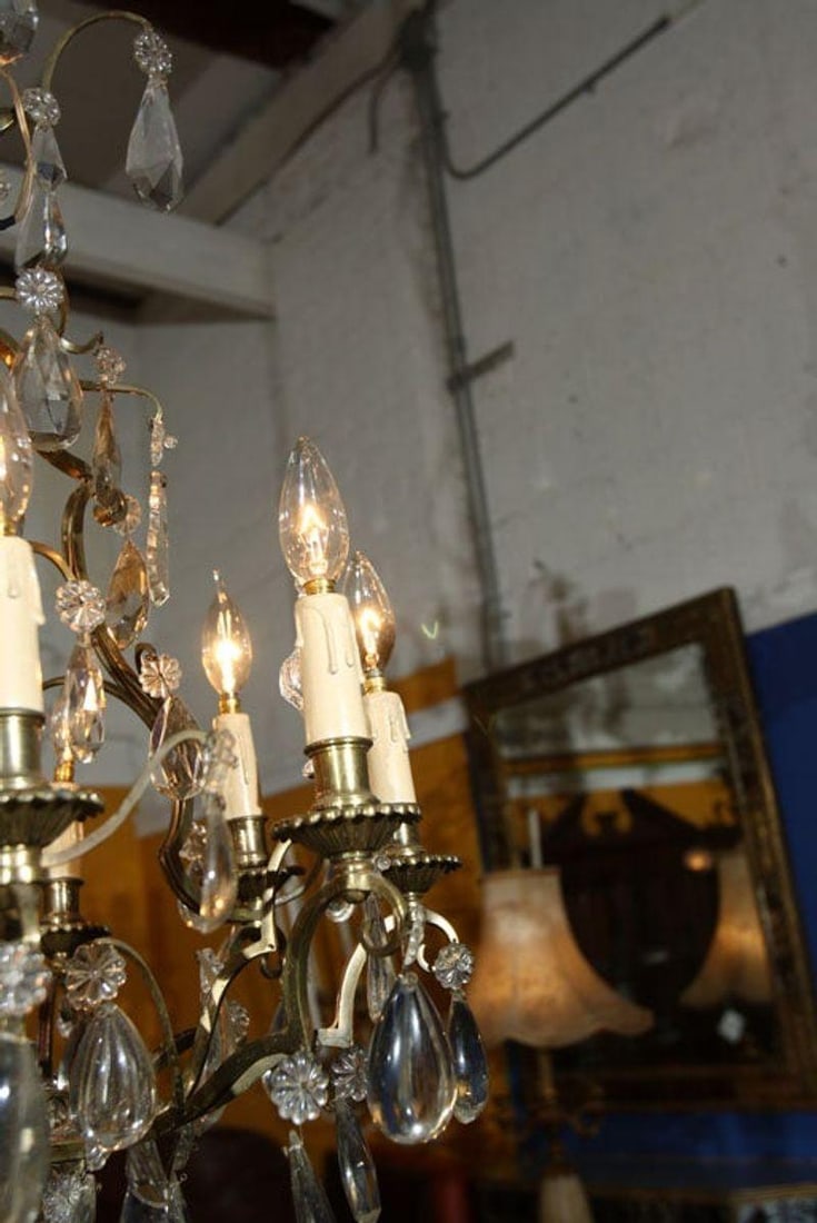 Bronze and Crystal Chandelier - 6