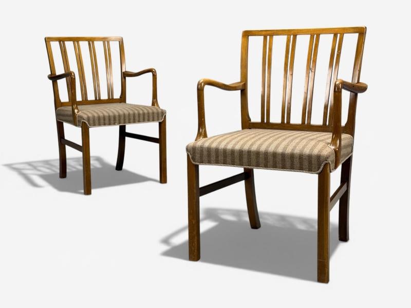 Ole Wanscher, Armchairs, Beech, Fabric, Denmark, 1940s - 5