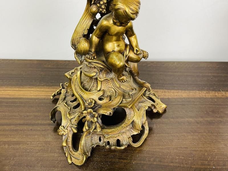 Pair of Louis XVI Style Gilt Bronze Candelabra, Cherub Florentine Form - 6