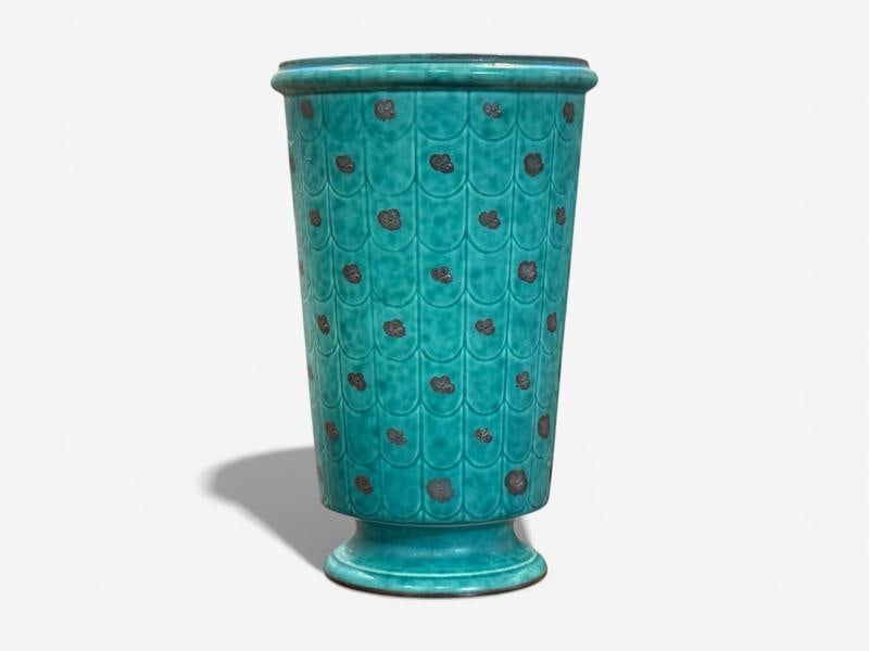Wilhelm Kage, Green Ceramic, Argenta Vase, Sweden, 1930s - 4