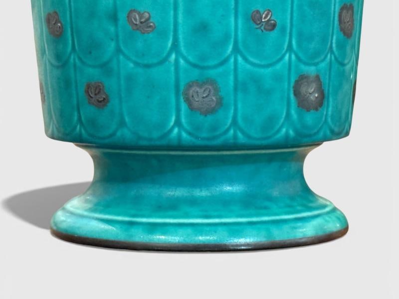 Wilhelm Kage, Green Ceramic, Argenta Vase, Sweden, 1930s - 8