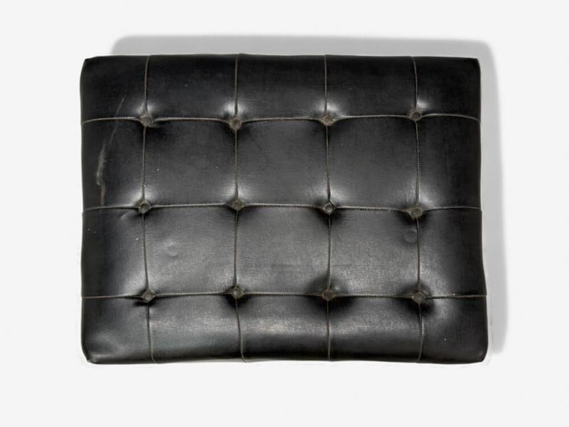 Danish Modern, Black Leatherette, Stained Wood, Footstool, Denmark, 1950s - 7