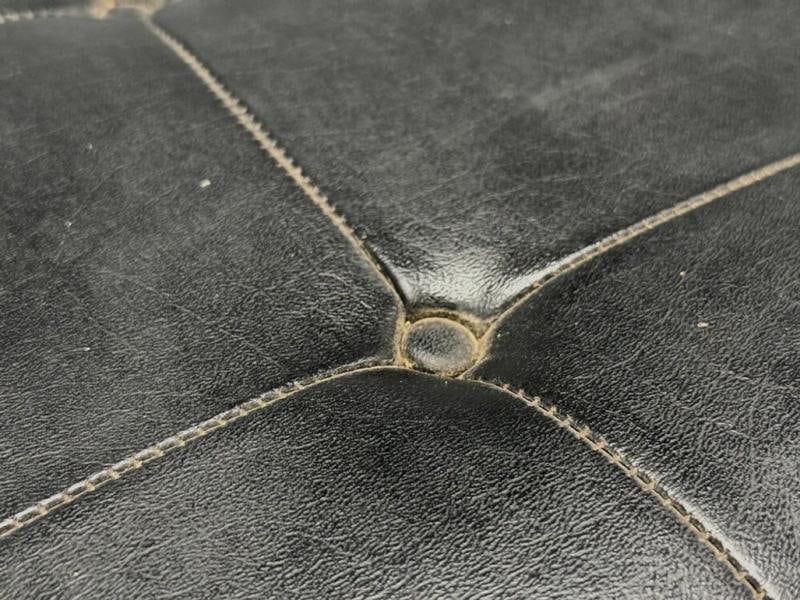 Danish Modern, Black Leatherette, Stained Wood, Footstool, Denmark, 1950s - 9