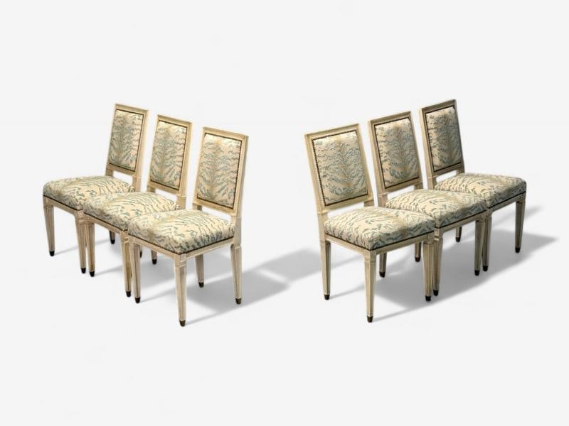 Jean-Michel Frank, Louis XVI Style, Six Dining Chairs, Parchment, France, 1930s - 3