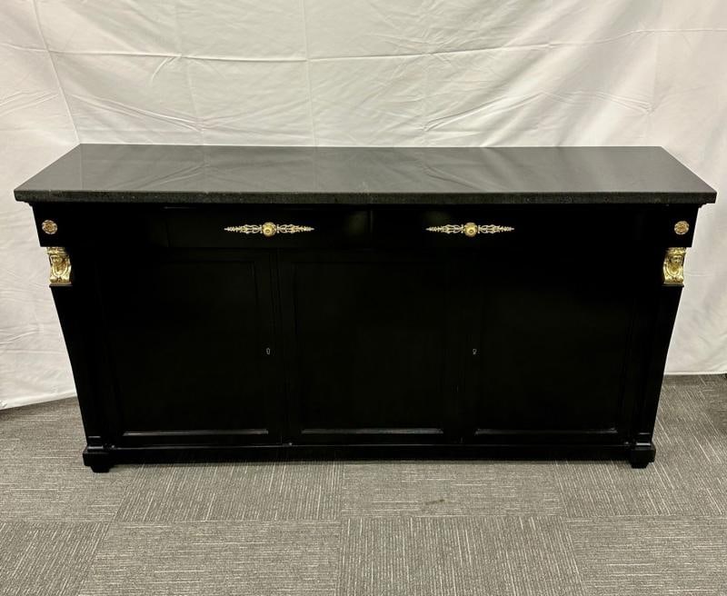 Hollywood Regency Sideboard / Credenza / Cabinet, Bronze Mounted, Empire Style - 2