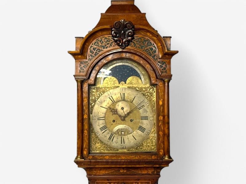 JP Kroese, Dutch Baroque, Marquetry, Moon Face Dial, Grandfather Clock, 18th C - 5