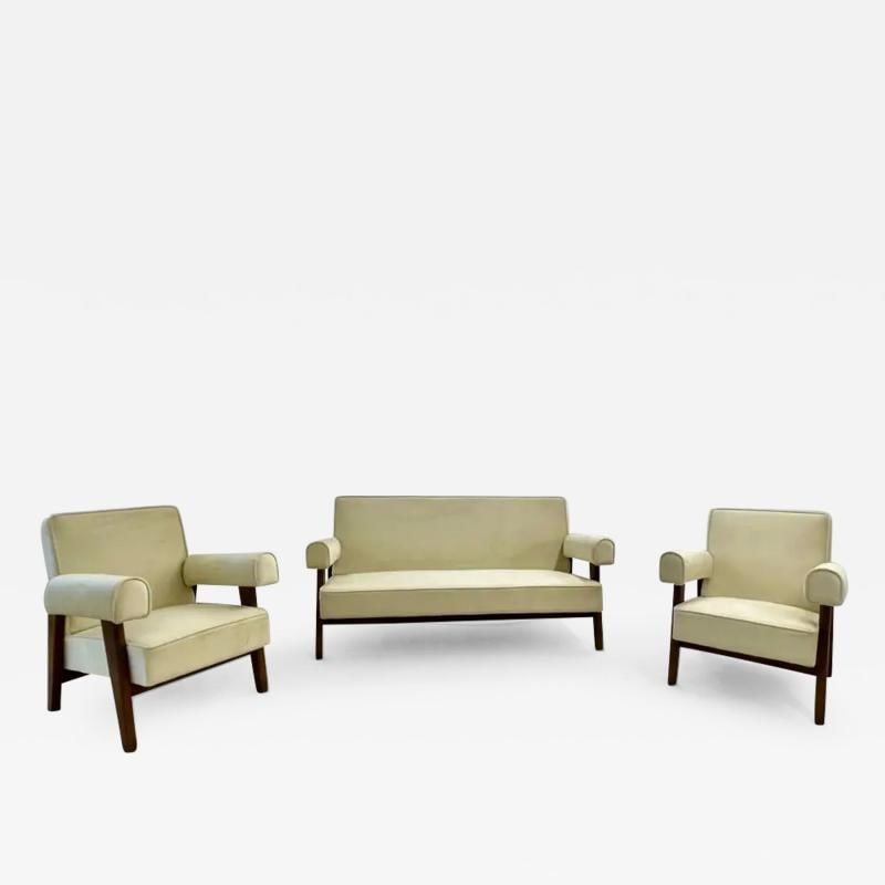 Authentic Pierre Jeanneret Upholstered Bridge Sofa/Chair Set, Mid-Century Modern (1 of 12)