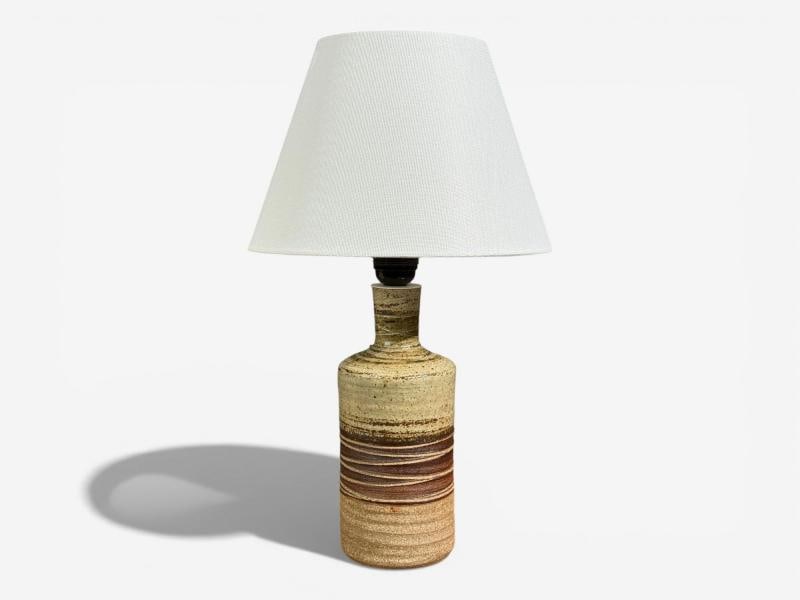 Tue Poulsen, Table Lamp, Beige Ceramic, Denmark, 1950s - 2