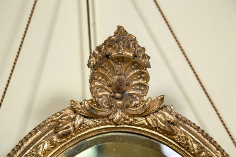 Pair 19th C Mirror Oval Sconces Giltwood Design With Two Candle On Each Mirror - 3