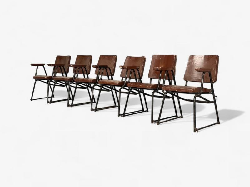 Studio BBPR, Lacquered Iron, Wood, Twelve Armchairs, Italy, 1960s - 2