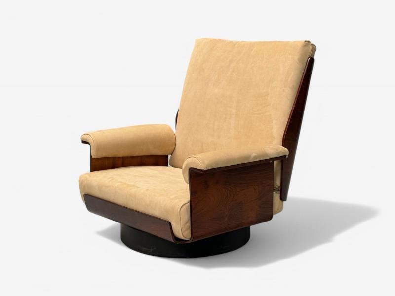 Bernard Brunier, French Mid-Century Modern, Rosewood, Suede, Low Lounge Chairs - 6