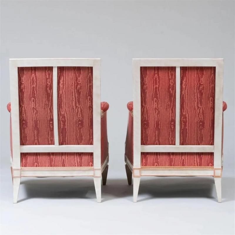 Pair of Louis XVI Style Painted Bergere Arm/Lounge Chairs, Traditional, France - 3