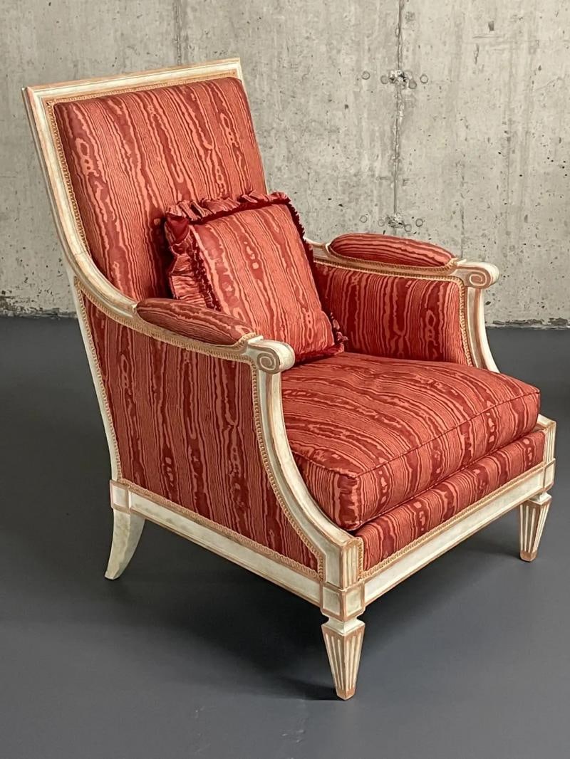 Pair of Louis XVI Style Painted Bergere Arm/Lounge Chairs, Traditional, France - 5