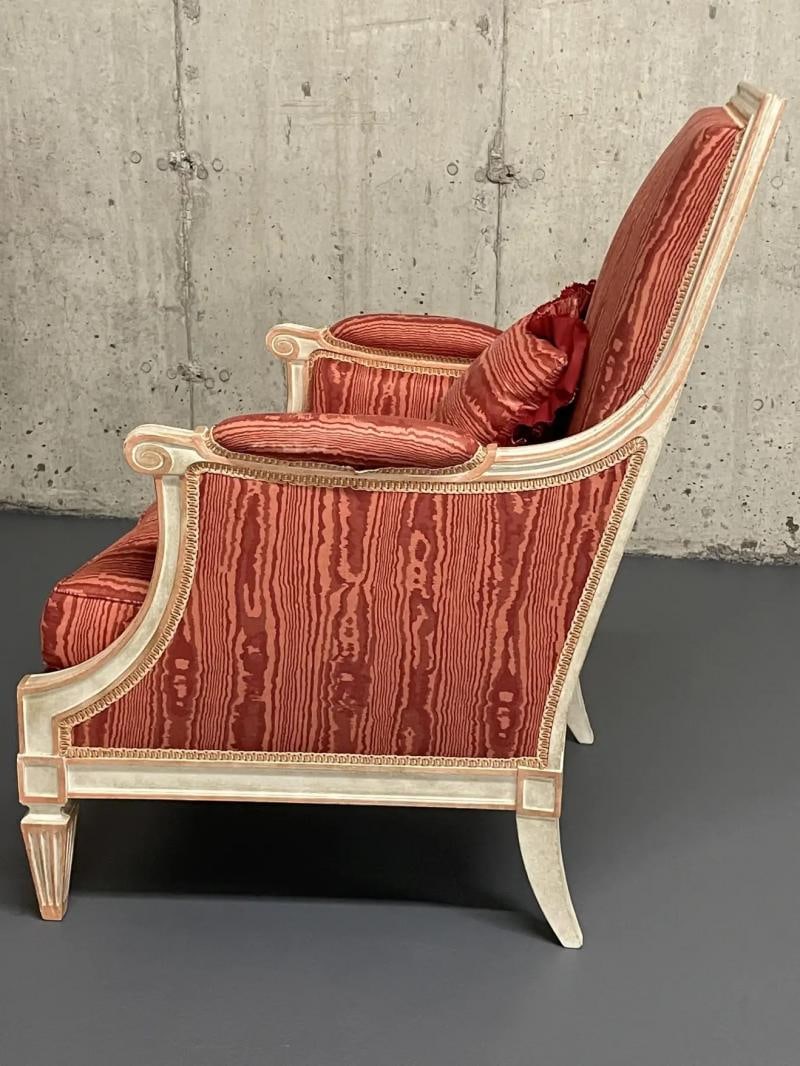 Pair of Louis XVI Style Painted Bergere Arm/Lounge Chairs, Traditional, France - 8