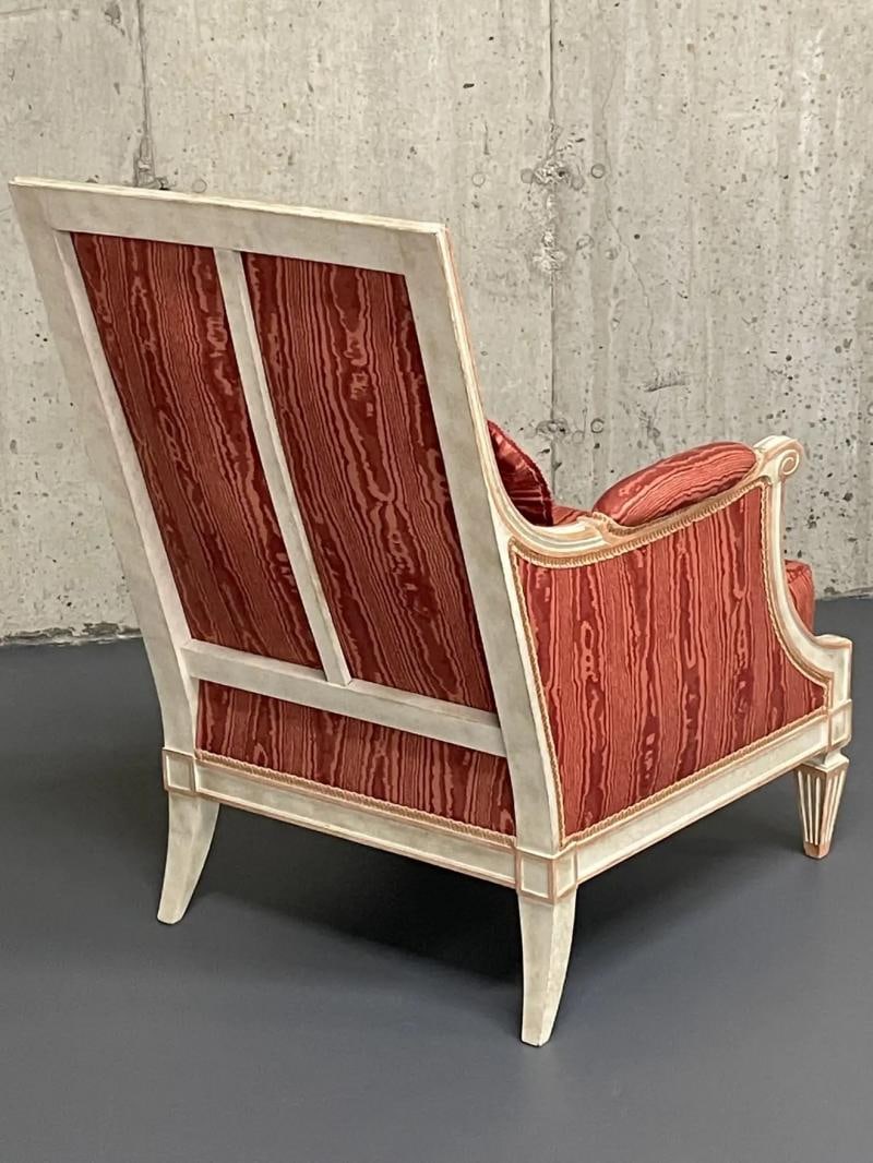 Pair of Louis XVI Style Painted Bergere Arm/Lounge Chairs, Traditional, France - 9