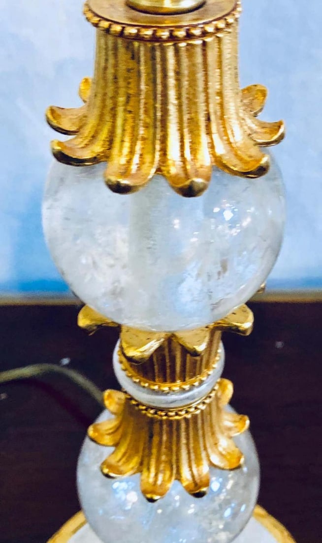 Pair of Gilt Metal and Rock Crystal Bagues Style Table Lamps - 10