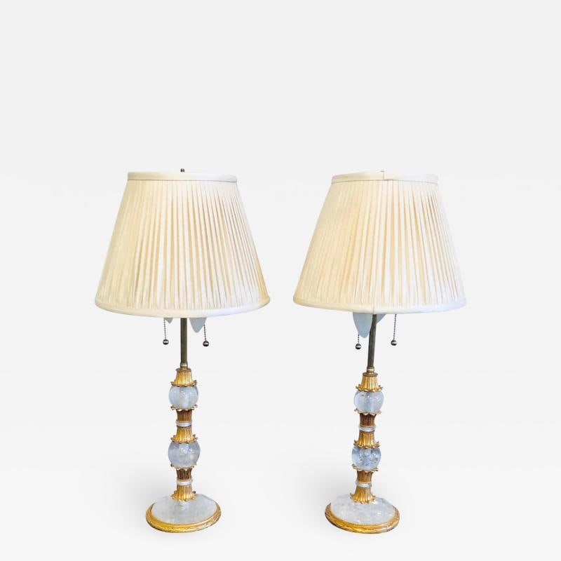 Pair of Gilt Metal and Rock Crystal Bagues Style Table Lamps (1 of 12)