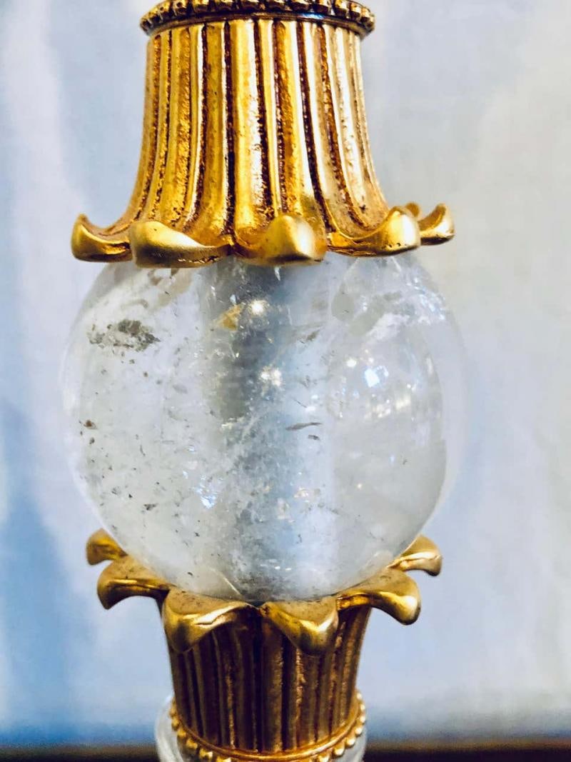 Pair of Gilt Metal and Rock Crystal Bagues Style Table Lamps - 8