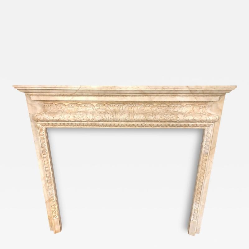 Swedish Painted and Distressed Decorated Fire Surround in Faux Marble Finish - 2