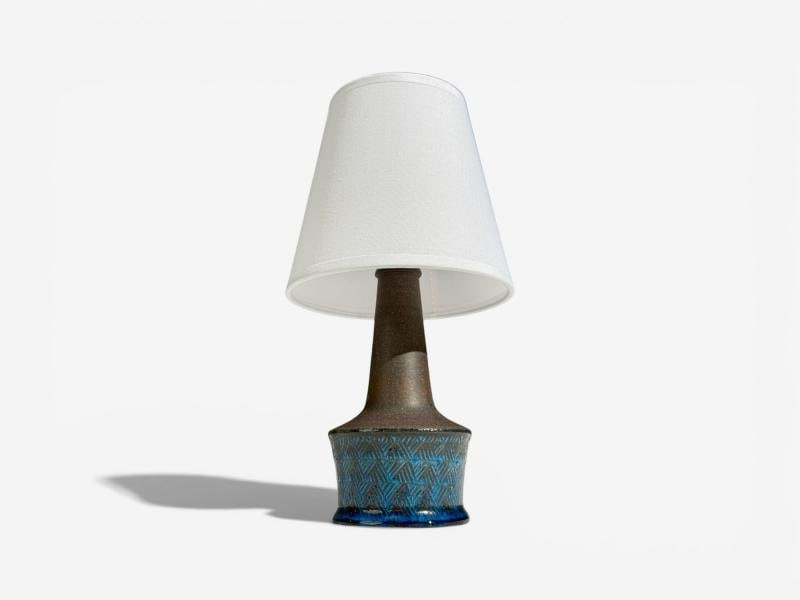 Nils Kahler, Small Table Lamp, Brown Stoneware, Denmark, 1950s - 3