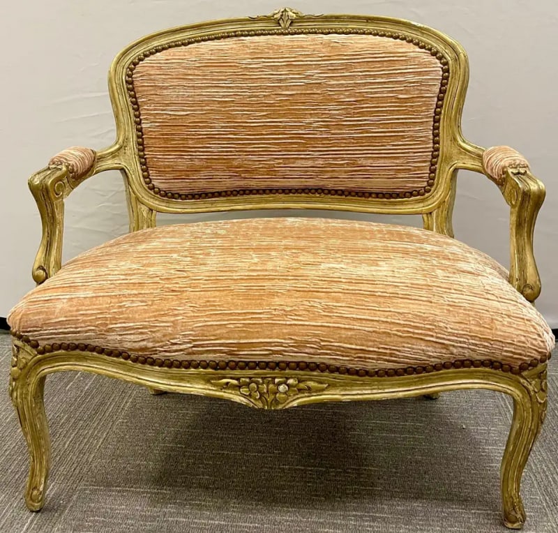 Louis XV Style Diminutive Settee, Loveseat, Painted, French - 2