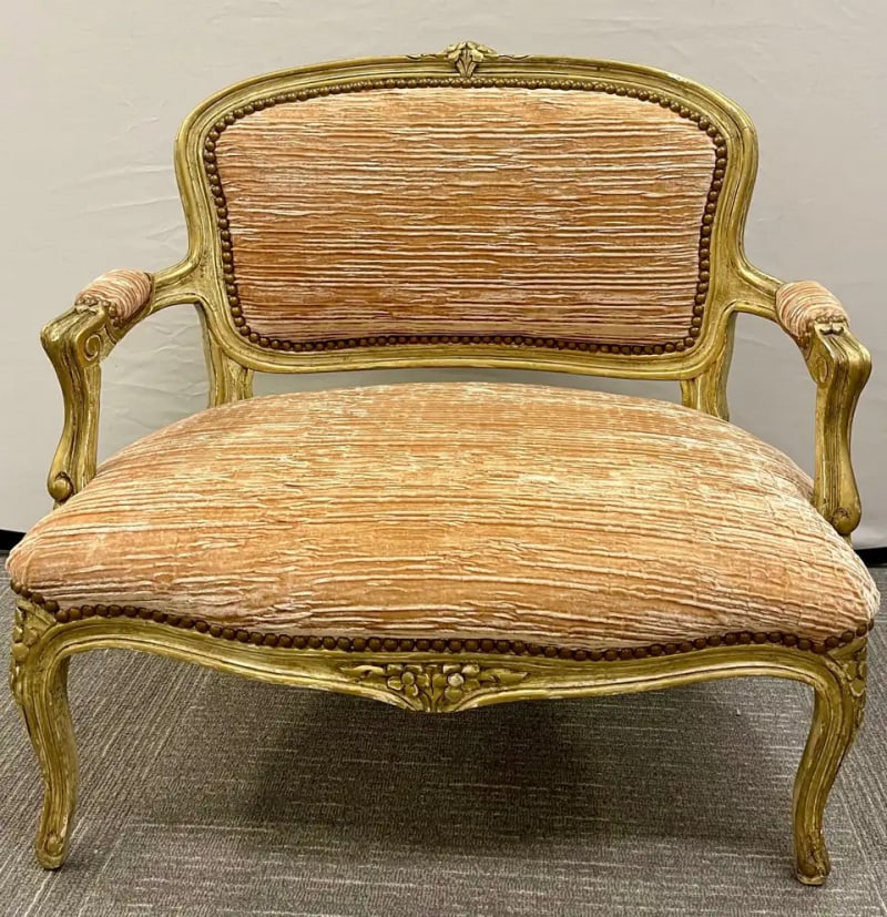Louis XV Style Diminutive Settee, Loveseat, Painted, French - 3