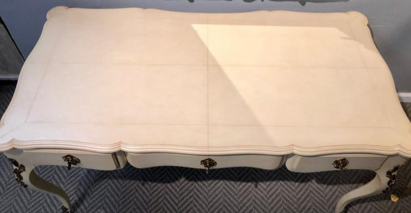 Hollywood Regency Style Parchment Desk Louis XV Style - 3