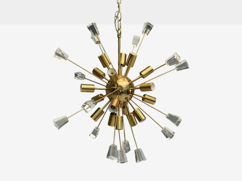 American Modern, Brass, Lucite, Sputnik Chandelier, USA, 1980s - 2