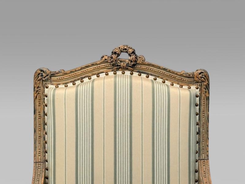 Maison Jansen attr, Louis XVI, Painted Wood, Fabric, Arm Chairs, France, 1940s - 6