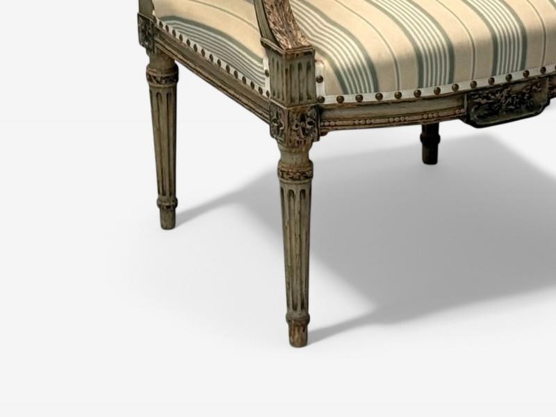 Maison Jansen attr, Louis XVI, Painted Wood, Fabric, Arm Chairs, France, 1940s - 9