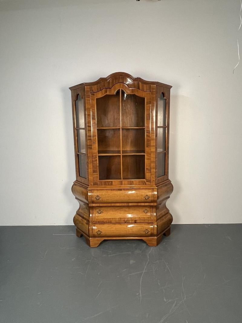 Italian Inlaid Venetian Burlwood Baroque Cabinet, Bookcase, Vitrine or Cupboard - 4