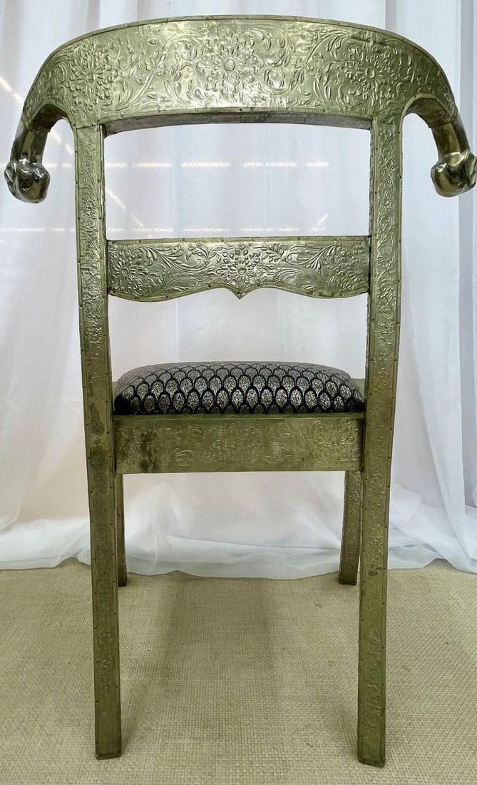 Pair of Neoclassical Side Chairs, Wrapped Metal, Rams Heads, Europe Gustavian - 11