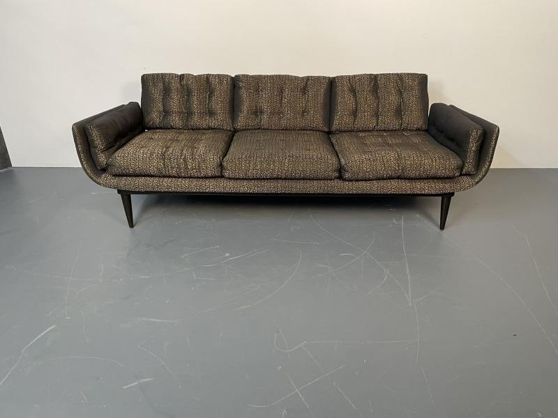 Mid-Century Modern Curved Sofa / Settee, Adrian Pearsall Style, Three-Seater - 3