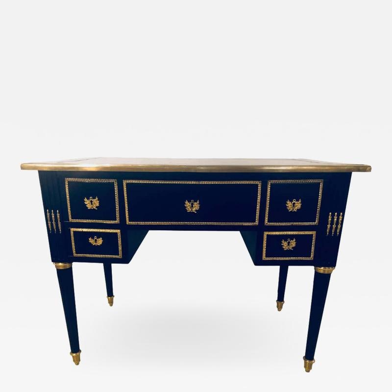 Jansen Styled Ebonized Bronze-Mounted Writing Office Desk Louis XVI Fashioned - 2