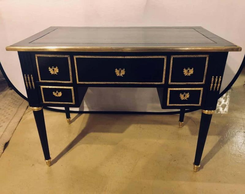 Jansen Styled Ebonized Bronze-Mounted Writing Office Desk Louis XVI Fashioned - 3
