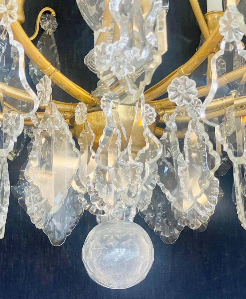 Louis XVI Style French Chandelier, 12 Lights, Crystal, Bronze Recently Wired - 2