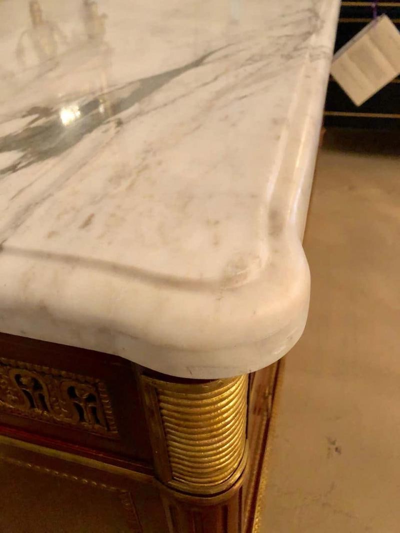 Pair of Monumental Louis XVI Style Marble Top Commodes Maison Jansen - 5