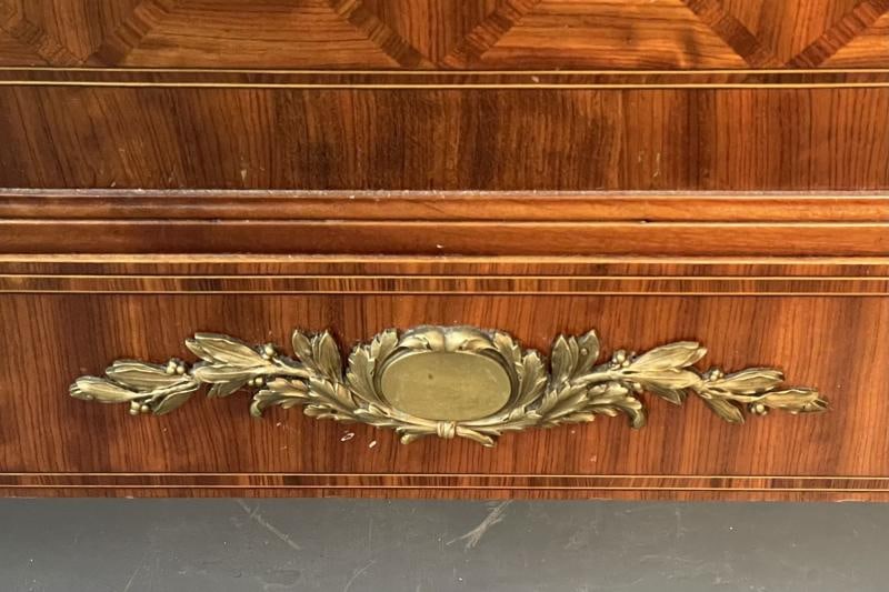 Louis XVI Style Full Size Bedframe by Mercier Freres, Parquetry, Bronze, French - 8
