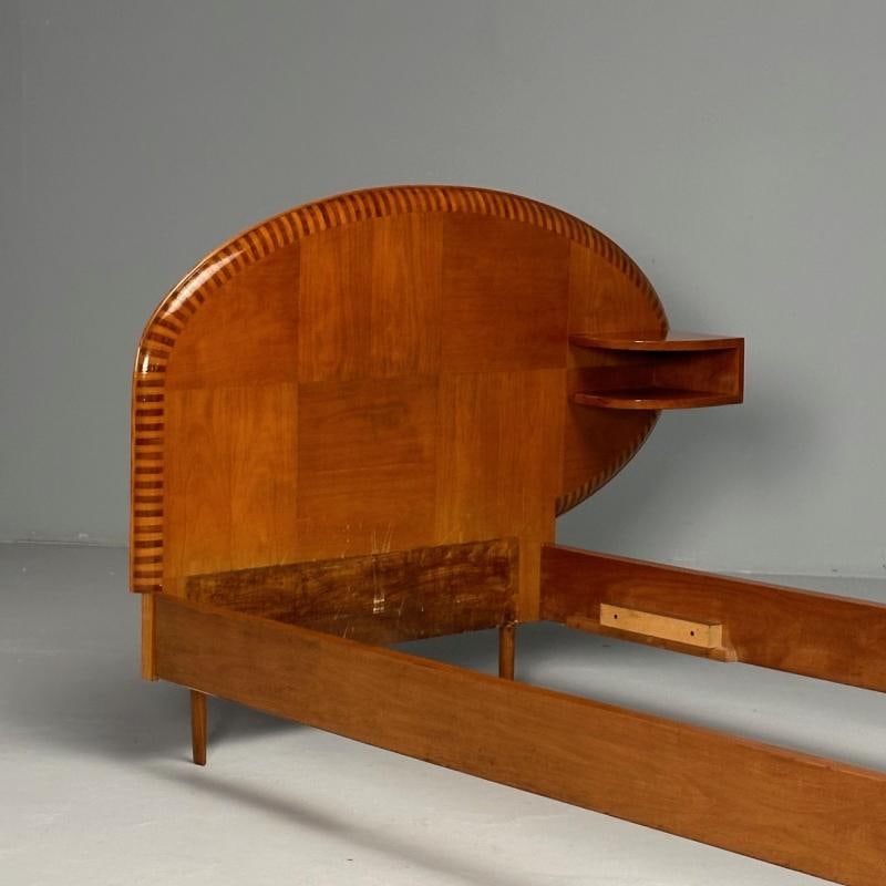Italian Mid-Century Modern, Twin Bed with Shelf, Marquetry, Italy, 1950s - 6